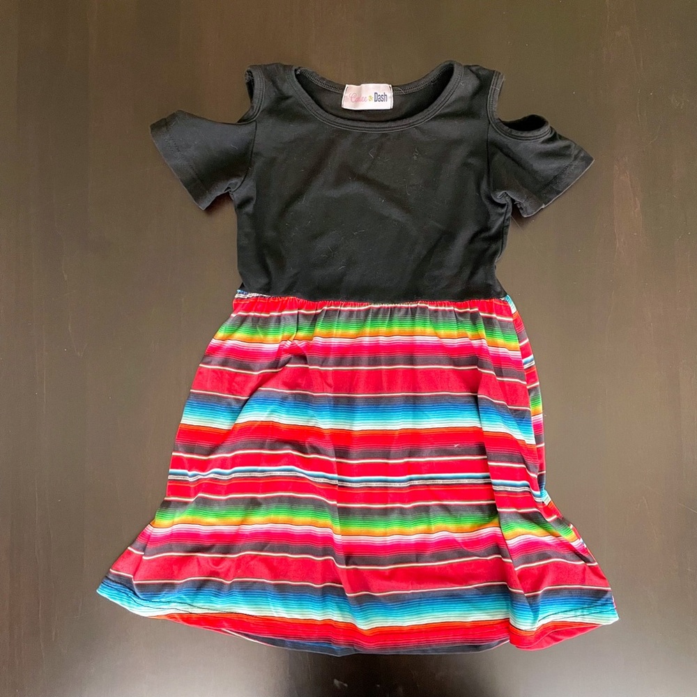 Serape printed cold shoulder dress - 5-6T